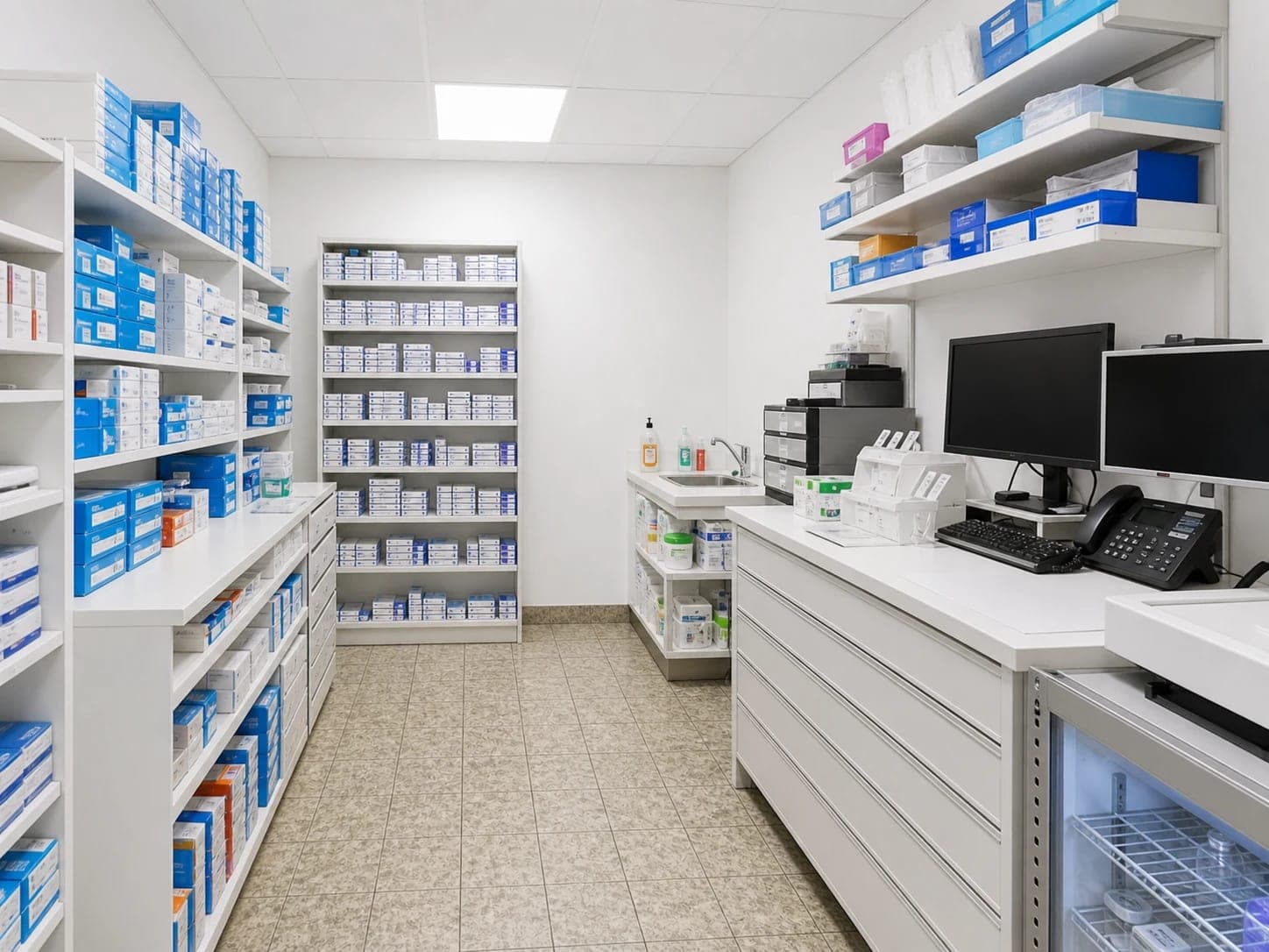 La salle orthopédie et contention de la Pharmacie Sébastopol à Lille, où se font les essayages de bas de contention et d'orthèses.